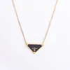 Gold Necklaces Black White Pink Triangle Letter Pendant Necklace Luxury Brand Designer Jewelry Titanium Steel Pendants Chain Men Women Unisex Gift