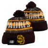 Herrmössor Padres Beanies San Diego Hats Alla 32 lag Sticked Cuffed Pom randig sidelinje WOMA USA College Sport Knit Hat Hockey Beanie Cap för Women's A2