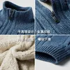 Suéteres para hombres Cordero Cashmere Invierno Hombres Punto Negro Algodón Poliéster Espesar Cálido Cardigan Masculino 2023