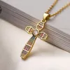 Pendant Necklaces Luxury Women Cross Necklace Catholic Vintage Aesthetic Design Full Zircon Choker Religious Collar Chain Fashion Jewelry