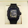 Richardmill Watch Richa Milles Richards New Black Samurai Pointer Non Mechanical Hollow Out Transparent Quartz Ag03