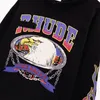 24 Black Designer Hoodie Rhude Mens Sweatshirt Bald Eagle Print New American Street Hoody