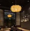 Chandeliers MiFuny Chandelier Ceiling Lamp Black And White Wooden Spherical Imitation Bird's Nest Home Art Decoration Restaurant Coffee