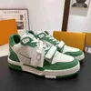 Tênis Trainer Designer Virgil Sapatos Casuais Couro Bezerro Abloh Preto Branco Verde Vermelho Azul Sobreposições de Couro Plataforma Outdoor Caminhada Tênis Baixos