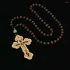 ペンダントネックレスcottvoregious St. Nichola Cross Eastern Orthodox Crucifixion Wood Prayers Chain Necklace Jewelry Hangings Gift