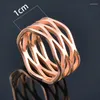 Cluster-Ringe KIOOZOL Edelstahl Hohl für Frauen Rose Gold Farbe Herzschlag Ring Modeschmuck 159 KO1