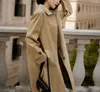 Mulheres Trench Coats Designer Xiaohange 2023 Outono e Inverno Estrelas Mesmo Estilo B Home Camden À Prova D 'Água Plissado Mid Comprimento Windbreaker Casaco Feminino VA58