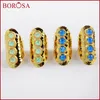 Anéis de Cluster Borosa 5 PCS Cor Dourada Rodada Quatro Facetada Opala Anel Moda Japonês Feito pelo Homem para Mulheres Fazendo ZG0340