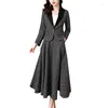 Dwuczęściowa sukienka Plaid Colth Suits Tweed Set for Women Autumn Slim Fit Conjunto femenino roupa elegante kontynentalne Chiny