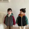 Vestes Parkas enfants vêtements coton deux côtés épaississement pince garçons hiver filles bébé manteau 2023 épissage à capuche 231109