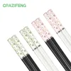 Chopsticks Amber Cherry Blossom Alloy Chinese herbruikbare tafelgerei Sushi Kitchen Accessoires Supplie