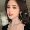 Dangle Earrings Japan Korea Crystal Pearl Drop Silver Women Sweet Girl Jewelry Fancy Designer Trend 2023