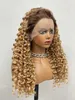 Lace Wigs Dames Front Lace Synthetische Vezel Hoge temperatuur Zijde Bruine Lange Krullende Pruik met Grote Hoeveelheid en Superieure Kwaliteit