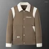 Vestes pour hommes hiver haute qualité contraste couleur veste manteau hommes vintage revers mince épaissi vêtements décontracté mode extérieur