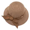 Chapeaux à large bord été dames arc voyage rosette protection solaire grande casquette décontractée chapeau de paille femmes plage