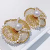 Boucles d'oreilles SGARIT bijoux de mode or 14K rempli 9-5-10mm perle d'eau douce naturelle conception de dentelle magnifiques femmes
