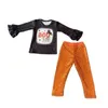 Conjuntos de roupas Halloween Lantejoulas Crianças Roupas Meninas Bell Bottoms Set Moda Boutique Ruffle Bebê para Meninas Outfit 231109