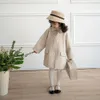 Coat Girls Fashion 2023 Autumn Winter Allmatch Kids Clothes Solid Lovely and Sweet Bowknot Casual Warm Wool Blends 231109