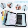 Pu Zipper Tote Bag Notatnik Kolorowa księga ręczna Budżet Budżet Portfel z notebookiem luźnym liście