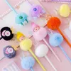 Unids/lote Kawaii corona lentejuelas bola de pelo pluma de Gel lindo 0,5mm tinta negra plumas para firma Oficina útiles escolares de escritura regalo