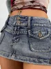Saias de diamantes vintage jeans penceil for women y2k estético baixo ascensão sinny wrap bodycon jeans skirt babes streetwear 230410