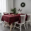 Tischdecke, gefärbt, Leinen, Baumwolle, rechteckig, rot und schwarz, kariert, Esszimmer, Küche, Abdeckung, Weihnachtsdekorationen für Zuhause