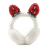 Berets Women Student Winter Plush Earmuffs Cartoon 3D Strawberry Ears Earflap Foldable Portable Ear Warmers Covers