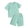 Summer Infant Kids Ensemble de vêtements courts pour filles Garçons Vêtements Tenues vierges Top à manches courtes Shorts 2pcs / set Costume pour tout-petits Boutique