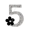 Creative Number 5 Flowers Brooch Gold Silver Corsage Crystal Suit Jacket Brooches Pins Jewelry Accessories Gift