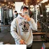 Herrtröjor tröjor herr gym märke länge ärm sport hoodie bodybuilding träning casual pullover tröjor manlig bomullsrock fitnesskläder Q231110