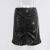 Skirts Women's Fashion Punk Club Clothes Night Party A-line Skirt Faux Leather High Waist Ladies Folding Zipper Skinny Pencil