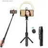 Selfie Monopods Wireless Bluetooth Selfie Stick Ring Light med utdragbar stativ för live makeup Photography Studio Q231110