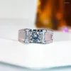 Anéis de cluster 1 homens zircônia cúbica 925 prata esterlina platina anel de casamento na moda banda noivado jantar jóias finas 2023
