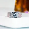 Cluster Ringe 1 Männer Zirkonia 925 Sterling Silber Platin Überzogene Ehering Trendy Band Verlobung Abendessen Feiner Schmuck 2023