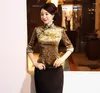 Women's Blouses Nieuwheid vrouwen Cheongsam herfst Winter Gold Velvet Tops Daily Mother Fashion Seven-Point Sleeves Banquet Shirt