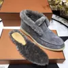 Дизайнер Loro Women Shouse Suese Leathere Male Womens White Black Blue Dress Casual Shoes Tassels Winter Snow Open Walk Flats Plus