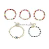 チャームブレスレット5pcs/set blue Evil Eye for Women Rainbow Letter Beads Bracelet Set Fashion Jewelry1