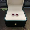 Studörhängen Pure White Gold 14k 0,5CT/Piece Ruby Diamond Engagement Women Beautiful 585 födelsedagspresent