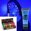 Body Paint Body Art Paint 8 Color Halloween Cosplay Pigment Night Run UV Glow Painting Fluorescent Face Festival Rave Party Makeup Tool 10G 231109