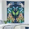 Tapestries Mushroom Tapestry Wall Hanging Plant نحت زهرة التوضيح الخريطة الفنية