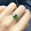 Anneaux de cluster Classic Sliver Gemstone Bague pour Office Lady 5mm 7mm Diopside Naturel 925 Bijoux en argent