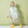 Raincoats Little Dino Kids Raincoat Cartoon Kindergarten Bebê Transparente para Escola Primária Meninos e Meninas Crianças