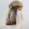 Manteau d'hiver en fausse fourrure pour femme, veste longue, Parka imperméable, grand col de raton laveur naturel, capuche, doublure épaisse et chaude, 231109