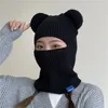 Beanie/Skull Caps Warm Winter Women Hat Cute Bear Ears Balaclava Scarf Female Outdoor Bikes Sports Knitted Wool Full Face Ski Mask Beanie Cap 231109