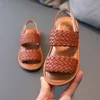 First Walkers Retro Woven Girls' Sandals Summer Fashion Children's Sandals Soft Sole Beach Shoes Breathable Roman Shoes Baby Flat Shoes 230410