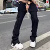 Męskie spodnie Y2K Black Street Apparel Casual Techwear Koreańskie spodnie towarowe Super Low Rise Jogger Spodery Alt Worbgy Sports Ubranie 230410