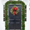 Decorative Flowers Wreaths Christmas Artificial wreath green outdoor pine tree wreath Mantel Stair Fireplace Garland with Pine cone for home decoration 231109