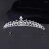 Pinces à cheveux Simple feuille Style couronne de mariage 3A Zircon diadèmes de mariée bandeau pour femmes bijoux fête d'anniversaire coiffure cadeau HQ0289