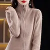 Kadın Örgüleri Tees Beliarst Sonbahar/Kış Kadın Giyim Fermuarı Hırka Örme Kazak Katı Jumper% 100 Mink Cashmere BR-093 231109