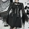 Scarves Dark Gothic Short See-Through Top Women Lace Splicing Tie Burnout Cuffed Blouse In Stock